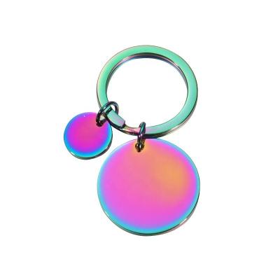 China 304/316Stainless steel disc key chain diy shiny can be customized logo jewelry pendant for sale