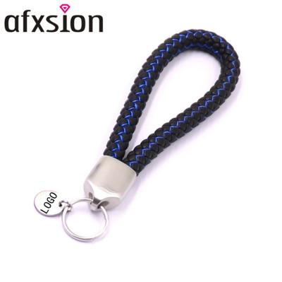 China AFXSION New CLASSIC Women Men Car Key Chain Ring Fobs Stainless Steel Braided Leather Custom Key Chain for sale