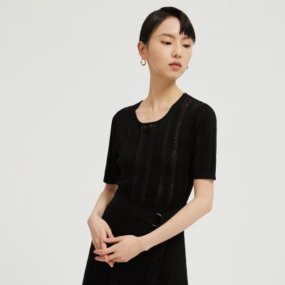 China Naivee Spring Series Breathable Women Black Hollow Out Formal Cotton Dress Ladies A-Line Cocktail Dress for sale