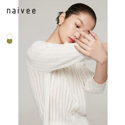 China Anti-wrinkle naivee spring series women knit retro tops cardigan cotton hollow out design ladies for sale