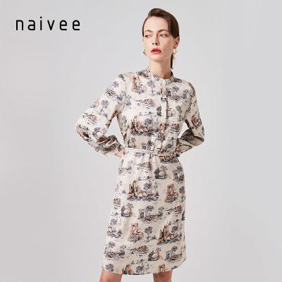 China Naivee Wholesale Apparel Breathable Long Sleeve Women's Night Dresses for sale