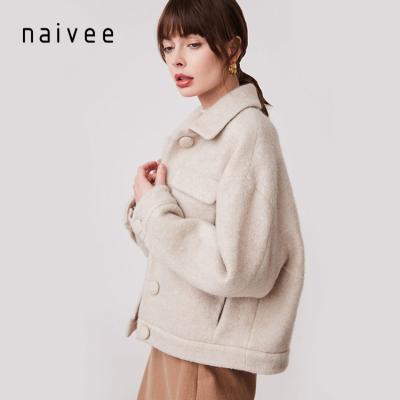 China Naivee Comfortable and Breathable Winter Women Work Wear Wind Mohair Coat Woolen Coat Retro Style Woolen Shorts for sale