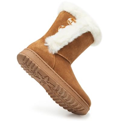 China Hot Selling Anti-slip Winter Leather Ankle Shoes Woman Fashion Fur Boots For Women With Low Price for sale