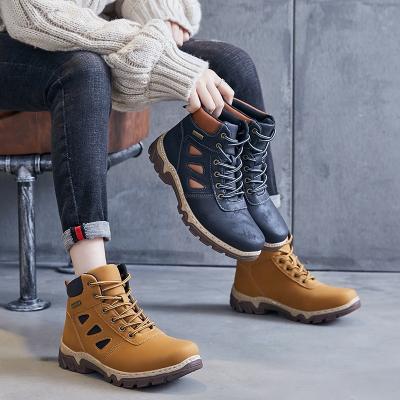 China CUSHIONING 2020 New Design Women's Waterproof Hiking Boots For Women Outdoor Shoes Black And Brown Leather Ankle Boots Lace Up Boots for sale