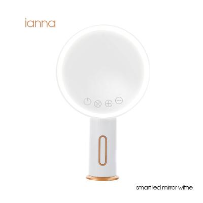 China Ianna lm01 LED Lighted Smart Desktop Cosmetic Mirror with 3 Color Lights Around HD Touch Switch Dressing Glass Mirror for sale