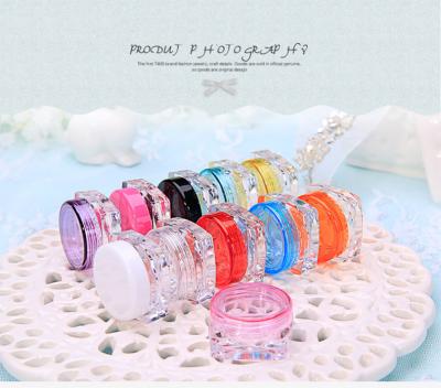 China Whole 3g 5g Square Cosmetic Colored Clear Plastic Cosmetic Cream Jar Empty Sample Container For Cream for sale