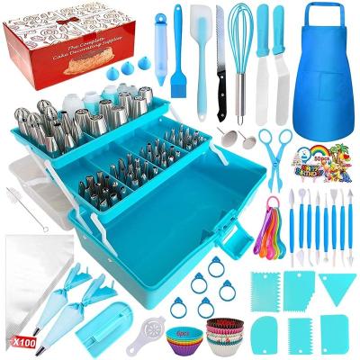 China Stocked Cake Decorating Tools 368-Piece Piping Bags And Tips Set, Baking Supplies With Universal 3-Layer Tool Box for sale