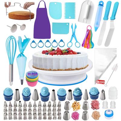 China Viable 268 Pieces Cake Turntable Tool Decorating Mouth Apron Cake Decorating Tool Baking Set for sale