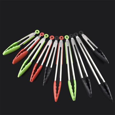 China 3 Sustainable Set Stainless Steel Heat Resistance Non-Stick Silicone Handle BBQ Grill Tongs Steak Tongs Cooking Tongs for sale