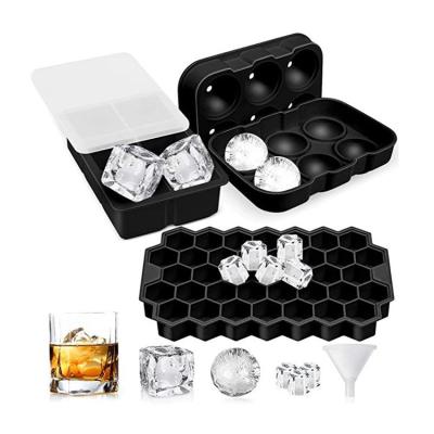 China Hot Selling Viable Ice Cube Tray Food Grade Silicone 6 Hole Round Ball Ice Cube Mold Ice Cube Tray Set for sale