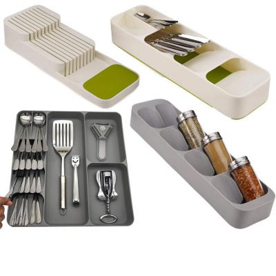 China Cutlery Storage Box Kitchen Drawer Division Tableware Organizer Knife Spoon Fork Rack Seasoning Bottle Viable Storage Box for sale