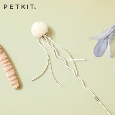 China PETKIT Viable Cat Toy Cat Teaser Wand with Bunny Hair Ball, Goose Feather and Optional Cat Tail for sale