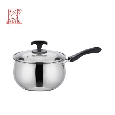 China Stocked Cookware Cooking Pot Stainless Steel Large Capacity Soup Pot 14/16cm Saucepan Milk Pot for sale