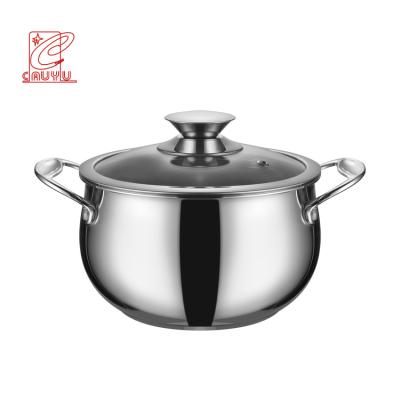 China Amazon 304 Stainless Steel Casserole Pot Belly Body Mirror Polish Sustainable Kitchen Stock Pot for sale