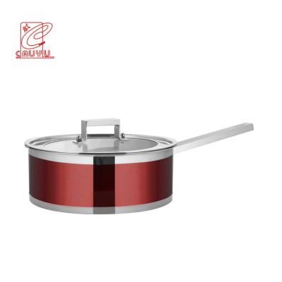 China Non Sustainable Colored Single Stick Stainless Steel Handle Frying Pans for sale