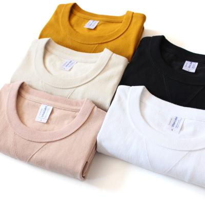 China Anti-Wrinkle 245g Book Cotton T-shirt Roll Collar Cotton Men's And Women's Vintage Rough Rough Seamless T-shirt for sale