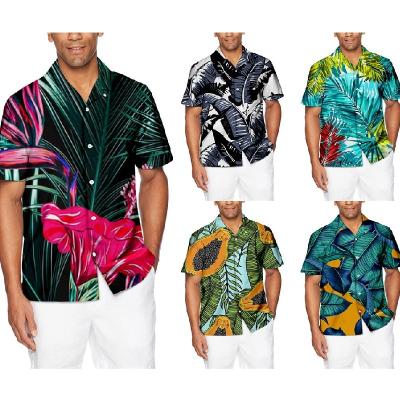 China Anti Pilling Anti Pilling Custom Button Up Designs Plus Size Mens Short Sleeve Hawain Shirts for sale