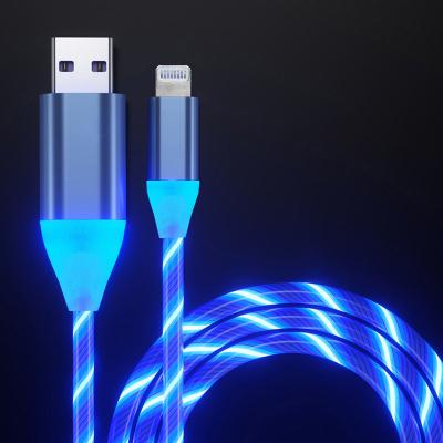 China Wholesale Fast Data Transfer 1M Mfi Certified Usb Charger Cable For Iphone With Flowing Light for sale