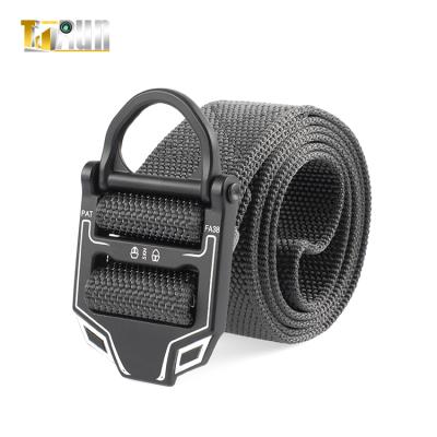 China Custom Made Nylon Automatic Male Tactical Belt Men Belt Buckle Strap Canvas Cloth Military Belts Nickel Free Retention Belt Nickel Free for sale