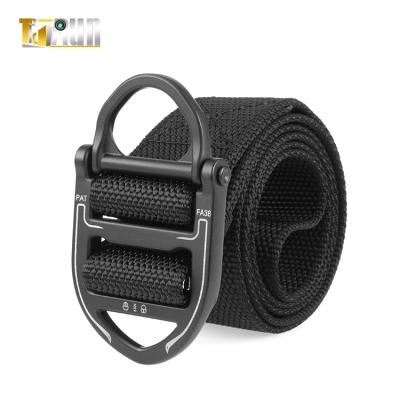 China Nickel Free Military Buckle with Black Tactical Buckle Automatic Black Nylon Belt Metal Belt D Clip Army Tactical Duty Belt for sale