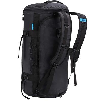 China Custom Sports Gym Bag 40L 50l 60l Fashionable Duffel Bag High Quality Black Logo Backpack With Shoe Compartment for sale