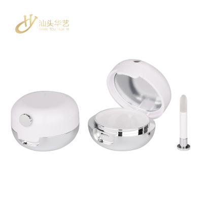 China Cosmetic Unique Design With Fast Shipping Flat Lip Balm Container With Mirror And Handle Brush for sale