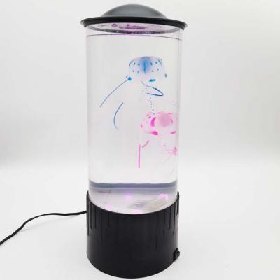 China Traditional Mini Desktop Decorative Jellyfish Aquarium Tank Led Night Lamp Lights for sale