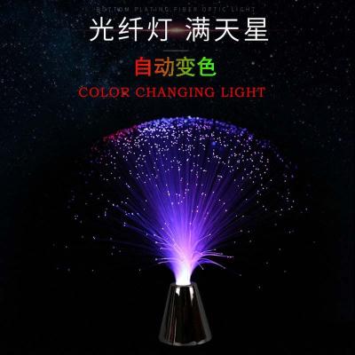 China Decoration MingXiong LED Fiber Battery Powered Lamp with Chrome Base, RGB Color Changing Light for sale