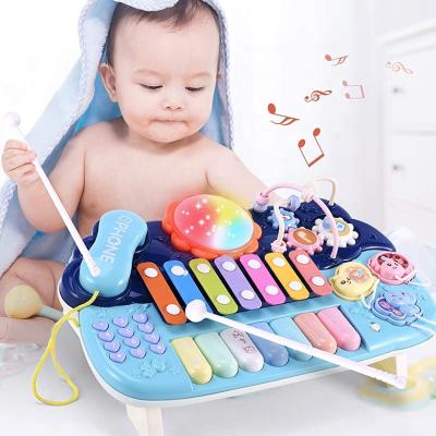 China Baby Toy Mini Musical Instrument Electronic Learning Multifunctional Toys Children Drum Set Xylophone Piano Baby Musical Toys for sale