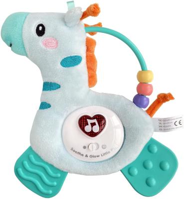 China To Light Up Musical Baby Toys Giraffe Teether Toy Soothing Light Color Soft Blue Musical Plush Cute Giraffe Baby Toy for sale