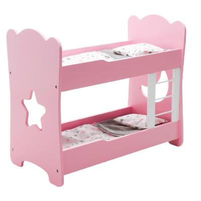 China Wooden Children Pretend Toy Bed For Girl With Separable Ladder 18 Inch Doll Furniture Doll Bunk Beds for sale