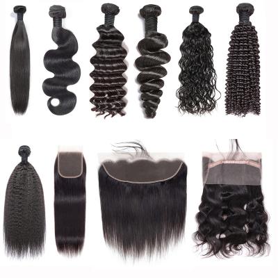 China Silky Straight Wholesale Raw Virgin Brazilian Mink Hair Bundle, Cuticle Aligned Hair Weave, 10yd 11yd Hair Bundles With Lace Frontal Closure for sale