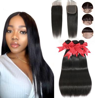 China Free Sample Virgin Hair Wholesale Sellers Silky Straight Peruvian Straight Hair Wave Hair Bundles With Closure 100 Cuticle Aligned Hair Weave for sale