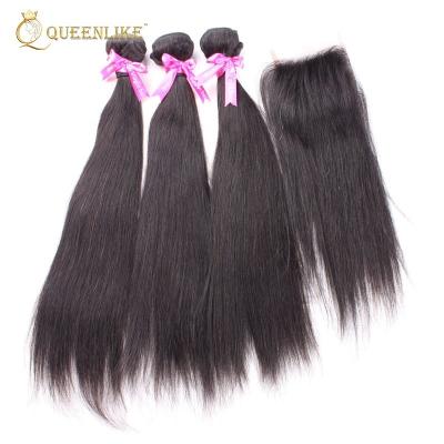 China Silky Straight Wave One Bundle Straight Brazilian Hair With Lace Frontal Closure for sale