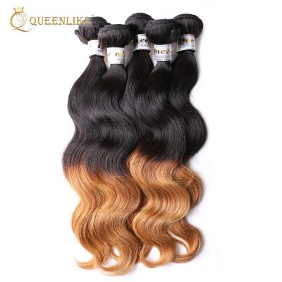 China Body Wave Two Tone Colored Remy Hair Weaving Cheap Virgin Indian Hair for sale