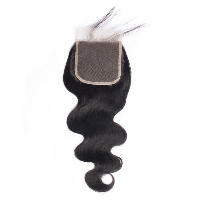 China Wholesale Hd Brazilian Raw Virgin Natural Silk Wholesale Human Hair 4x4 Body Wave Color Transparent Invisible Lace Closure With Bangs for sale