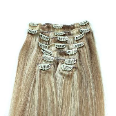 China European Silky Straight Wave Clip In Hair #18/#613 Hair Extensions Ombre Color Hair 28 Inches Long Hair Shopping Online for sale