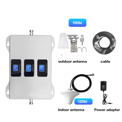 China Signal Booster for Mobile Phone 100 2100Mhz 24.5*18.4*2.2cm Tri Band Mobile Phone Repeater High Gain 900 for sale