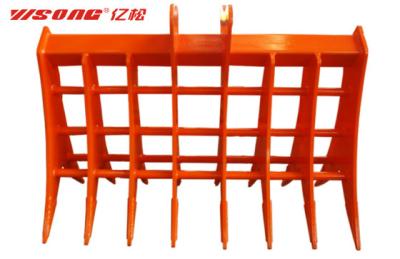 China Gardening / Landscaping  1/2″ Thick Tines Rip Excavator Bucket Rake Excavator Scoop Rake for sale