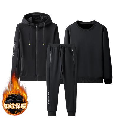 China Thermal Mens Sweatsuit Hoodie 3 Pcs Sets Cotton Winter Thickened for sale