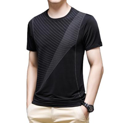 China Anti-Wrinkle Mens Clothing White Quick Dry Breathable Short Sleeve Plain Dyed Spandex Knitted T-Shirt for sale