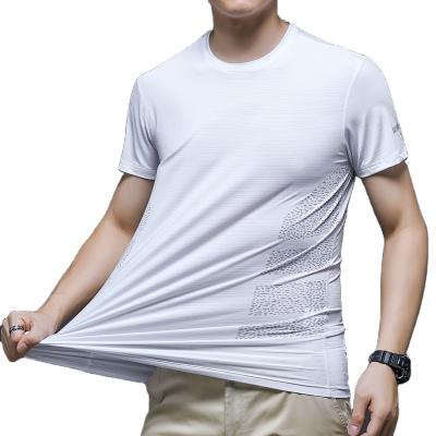 China Breathable White Men's Anti-Wrinkle Short Sleeve Clothing Polyester Casual Quick Dry T-shirt for sale