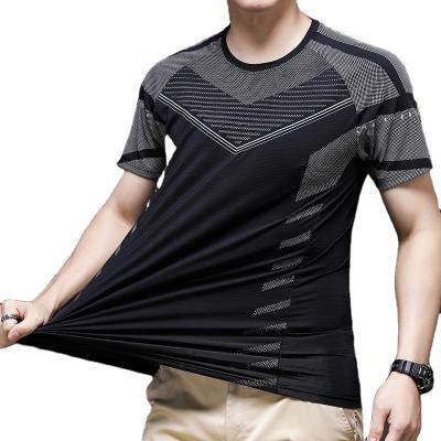 China Anti-Wrinkle Knitted Mens Clothing White Polyester Quick Dry Plain Dyed Loose T-Shirts Short Sleeve for sale