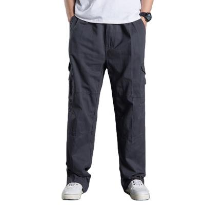 China Anti-Wrinkle Pants Custom Cotton Oversized Spring Plus Size Men's Twill Pants Middle-aged and Elderly Casual Pants for sale