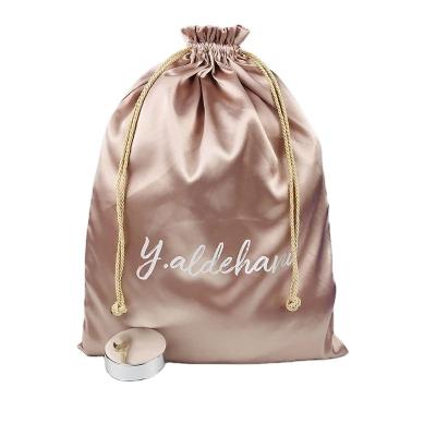 China Shenzhen Factory OEM Service Luxury Screen Printing Logo Silk Jewelry Pouch Satin Bag With Satin Ribbon for sale