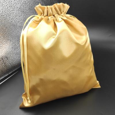 China Custom Large Drawstring Satin Packaging Bag With Printed Logo For Wig Bags Hair Tote Shoe Bag for sale