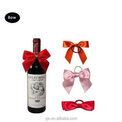 China Floral Wholesale Ribbons and Ribbon Bow Pre Tied by Bows with Elastic Band for Wine Bottles Gift for sale