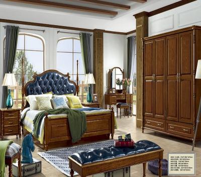 China American Vintage Design Bedroom Furniture Set Of Storage, Dresser, Bed, Wardrobe, Wooden Side Table for sale