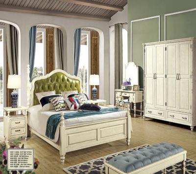 China Storage Cottage Vintage Bedroom Furniture Set, Dresser, Bed, Wardrobe, Wooden Side Table for sale