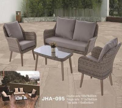 China Modern Gray Outdoor Rattan Sofa Table Set Wicker Patio Furniture Set for sale